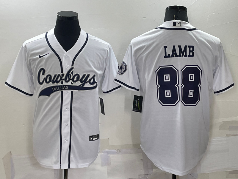 Men's Dallas Cowboys CeeDee Lamb #88 White Jersey Joint Edition